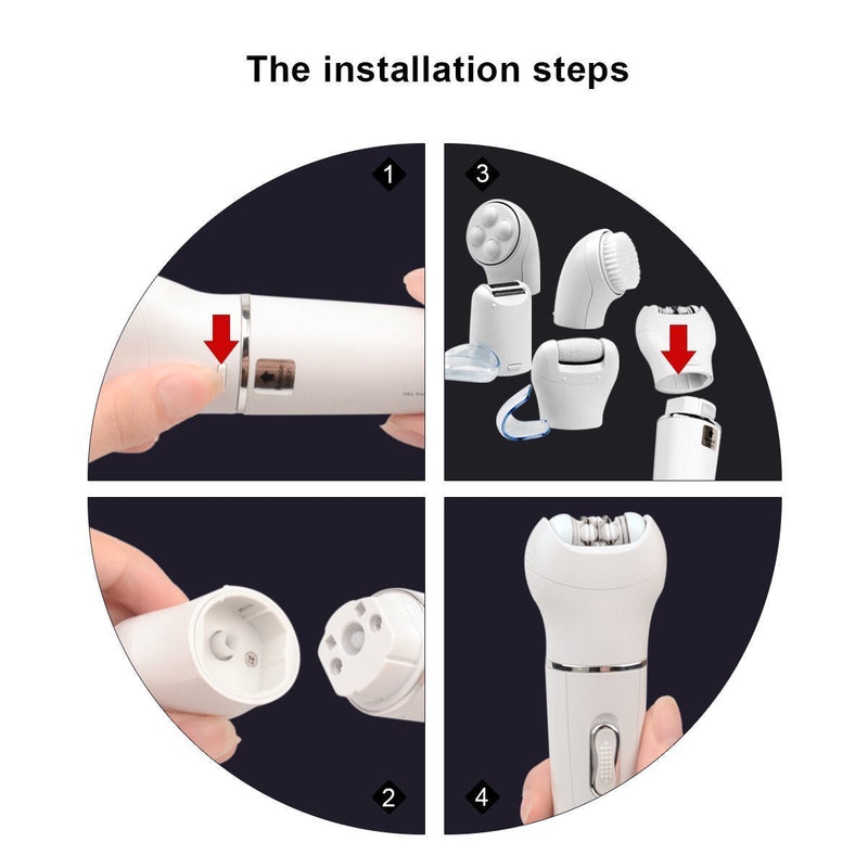 5 in 1 Ultimate Beauty Kit: Epilator, Facial Cleansing Brush, Body Hair Removal, Bikini Trimmer and Eyebrow Razor SHOP OBAA 