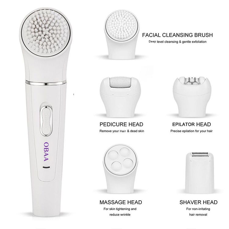 5 in 1 Ultimate Beauty Kit: Epilator, Facial Cleansing Brush, Body Hair Removal, Bikini Trimmer and Eyebrow Razor SHOP OBAA 